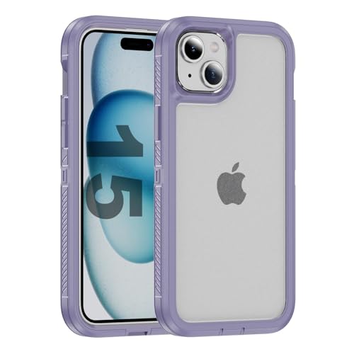 Tuvror für iPhone 15 Hülle, Stoßfest Staubdicht, Militärnorm Schutz, Dual Guard Case für iPhone 15 (6.1 Zoll), Violett/Klar von Tuvror