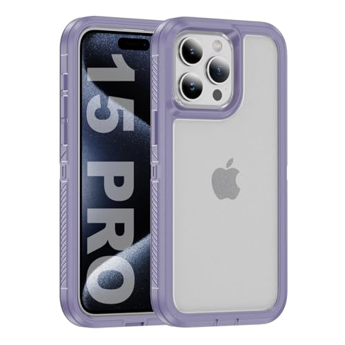 Tuvror für iPhone 15 Pro Hülle, Stoßfest Staubdicht, Militärnorm Schutz, Dual Guard Case für iPhone 15 Pro (6.1 Zoll), Violett/Klar von Tuvror
