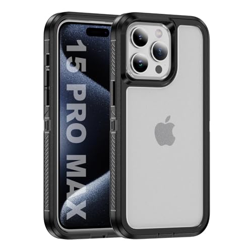 Tuvror für iPhone 15 Pro Max Hülle, Stoßfest Staubdicht, Militärnorm Schutz, Dual Guard Case für iPhone 15 Pro Max (6.7 Zoll), Schwarz/Klar von Tuvror