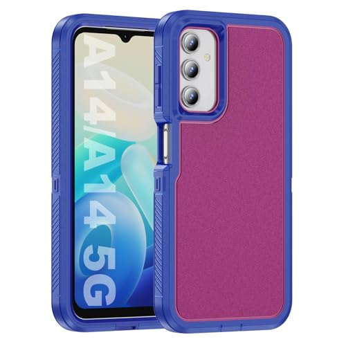 Tuvror für Samsung Galaxy A14 4G / A14 5G Hülle, Stoßfest, Staubdicht, Sturzsicher, Militärischer Schutz, Dual-Guard Hülle für Galaxy A14 4G / A14 5G (6,6 Zoll), Rosa/Blau von Tuvror