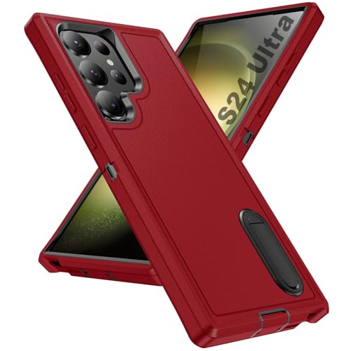 Tuvror für Samsung Galaxy S24 Ultra Hülle, mit Unsichtbarer Ständer, Stoßfeste staubdicht, sturzsicher Handyhülle, Militärnorm Schutz Galaxy S24 Ultra Case. Rot/Schwarz Tuvror für Samsung Galaxy S24 Ultra Hülle, mit Unsichtbarer Ständer, Stoßfeste staubdicht, sturzsicher Handyhülle, Militärnorm Schutz Galaxy S24 Ultra Case. Rot/Schwarz von Tuvror