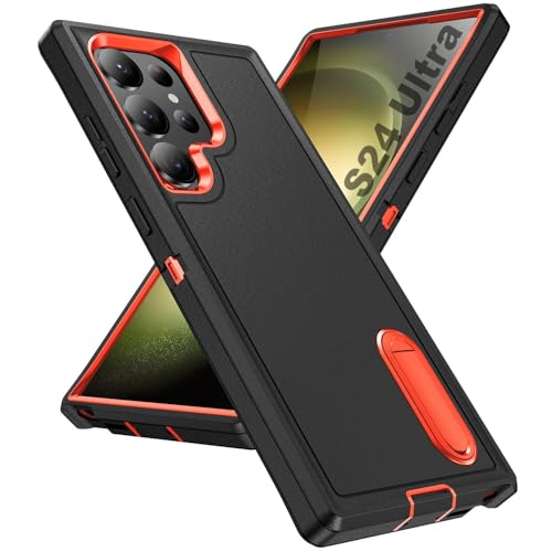 Tuvror für Samsung Galaxy S24 Ultra Hülle, mit Unsichtbarer Ständer, Stoßfeste staubdicht, sturzsicher Handyhülle, Militärnorm Schutz Galaxy S24 Ultra Case. Schwarz/Orange Tuvror für Samsung Galaxy S24 Ultra Hülle, mit Unsichtbarer Ständer, Stoßfeste staubdicht, sturzsicher Handyhülle, Militärnorm Schutz Galaxy S24 Ultra Case. Schwarz/Orange von Tuvror