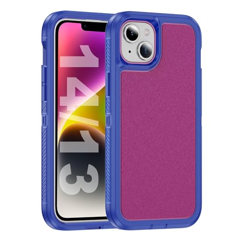 Tuvror für iPhone 14 Hülle und iPhone 13 Hülle, Stoßfest Staubdicht, Militärnorm Schutz, Dual Guard Case für iPhone 14/13 (6,1 Zoll), Rose/Blau von Tuvror