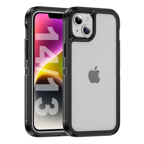 Tuvror für iPhone 14 Hülle und iPhone 13 Hülle, Stoßfest Staubdicht, Militärnorm Schutz, Dual Guard Case für iPhone 14/13 (6,1 Zoll), Schwarz/Klar von Tuvror