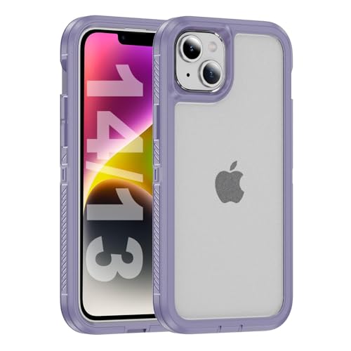 Tuvror für iPhone 14 Hülle und iPhone 13 Hülle, Stoßfest Staubdicht, Militärnorm Schutz, Dual Guard Case für iPhone 14/13 (6,1 Zoll), Violett/Klar von Tuvror