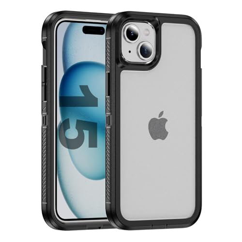 Tuvror für iPhone 15 Hülle, Stoßfest Staubdicht, Militärnorm Schutz, Dual Guard Case für iPhone 15 (6.1 Zoll), Schwarz/Klar von Tuvror