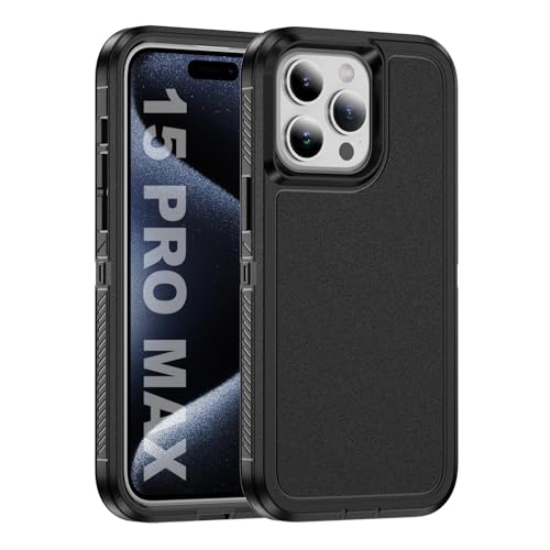 Tuvror für iPhone 15 Pro Max Hülle, Stoßfest Staubdicht, Militärnorm Schutz, Dual Guard Case für iPhone 15 Pro Max (6.7 Zoll), Schwarz von Tuvror