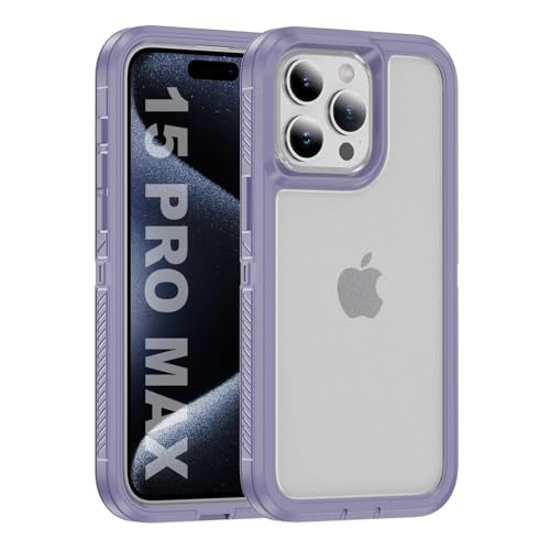 Tuvror für iPhone 15 Pro Max Hülle, Stoßfest Staubdicht, Militärnorm Schutz, Dual Guard Case für iPhone 15 Pro Max (6.7 Zoll), Violett/Klar von Tuvror