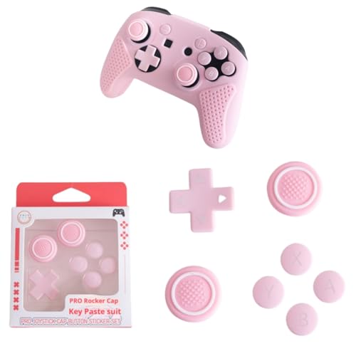 Cross Directional Button Circle Silikon Joystick Caps & ABXY Button Sticker Set, Kompatibel mit NSPRO Griff Zubehör für SwitchPro Controller (High Aesthetic Design) von Tuvzylory
