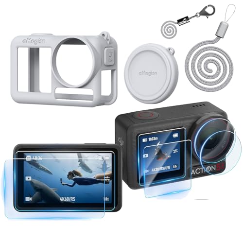 aMagisn Silikon-Schutzhülle für DJI OSMO Action 5 Pro, Hartglasfolie, hochauflösende, vollständige Abdeckung und Silikon-Schutzhülle, Hellgrau + gehärtetes Glas, 6 + 4 Stück aMagisn Silikon-Schutzhülle für DJI OSMO Action 5 Pro, Hartglasfolie, hochauflösende, vollständige Abdeckung und Silikon-Schutzhülle, Hellgrau + gehärtetes Glas, 6 + 4 Stück von Tuvzylory