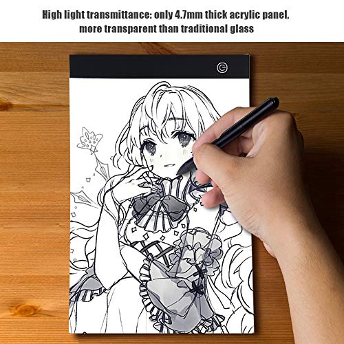 Tuwei LED-Zeichenbrett, Schablonenbrett, Verstellbares Licht, Hohe Lichtdurchlässigkeit, LED-Licht-Schablonenbrett für Anime-Schulen Zum Schreiben (stufenloses Dimmen) von Tuwei