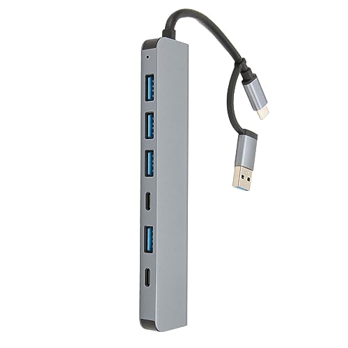 Tuwei zu-USB-Hub, 7-in-1-Hub mit Mehreren Anschlüssen, Tragbarer USB 3.0-Hub aus Aluminiumlegierung, 5 Gbit/s Übertragungsgeschwindigkeit und Hohe Kompatibilität von Tuwei