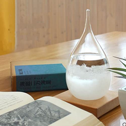 Tuzsocr Sturmglas, Sturmglas-Wetterstationen, tropfenförmiges Sturmglas, Wetterglas-Barometer mit Holzsockel, Wettervorhersage, Wettervorhersage, kreative Vorhersage, nordischer Stil, dekorativ (S) von Tuzsocr