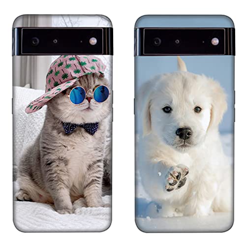 Tveinan Handyhülle für Google Pixel 6 Pro, [2 Pack] Slim Case dünn Hülle Silikon Muster Schale TPU Bumper Schutzhülle Hülle für Google Pixel 6 Pro - Katze Hund von Tveinan