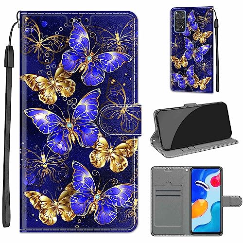 Tveinan Hülle für Xiaomi Redmi Note 11 4G / Note 11S 4G Handyhülle, PU Leder Flip Case Klapphülle Klappbar Tasche Schutzhülle Stoßfest Cover mit Motiv Standfunktion Hülle - Lila Schmetterling B von Tveinan