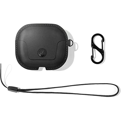Twelve South AirSnap Gen 3 | Leather Protective Case/Cover with Loss Prevention Clip and Optional Carry Strap for AirPods, Black, TS-2205, One Size von Twelve South