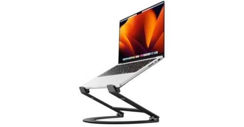 Twelve South Curve Flex | Ergonomischer höhen- und winkelverstellbarer Aluminium-Laptop-/MacBook-Ständer, passend für 10"-17", tragbar - inklusive Transporttasche, Mattschwarz, TS-2201 von Twelve South