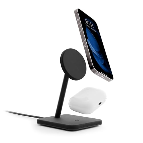 Twelve South HiRise 2 Deluxe 2-in-1 Qi2-Ladeständer für iPhone und AirPods Schwarz von Twelve South