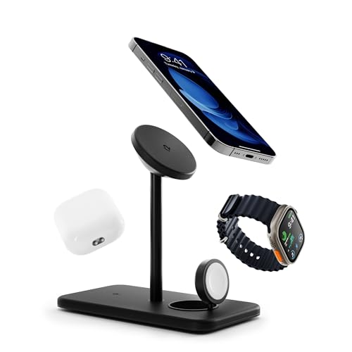 Twelve South HiRise 3 Deluxe | Compact Luxury MagSafe Stand for iPhone, AirPods and Apple Watch, Schwarz, TS-2303 Twelve South HiRise 3 Deluxe | Compact Luxury MagSafe Stand for iPhone, AirPods and Apple Watch, Schwarz, TS-2303 von Twelve South