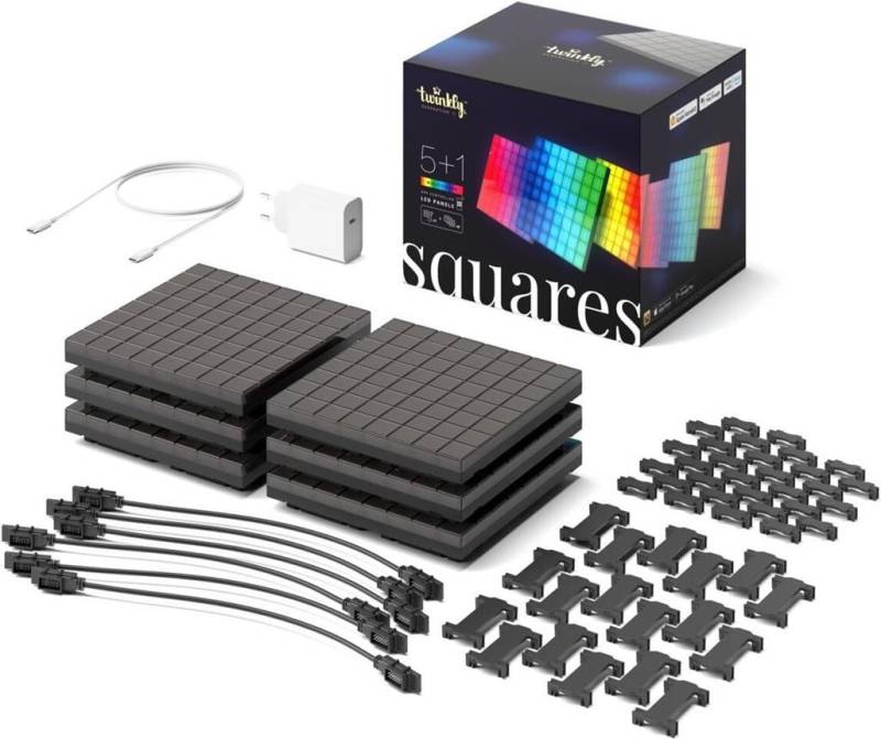 Twinkly Squares 6+1 RGB 46 pixel inkl.IP20 Innenstecker 0.2x0.2M (TWQ064STW-07-BEU) von Twinkly