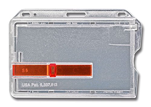 2 x Ausweishalter für eine Karte aus Polycarbonat mit Schlitz + rotem Schieber horizontal transparent aus Hartplastik von Twist4