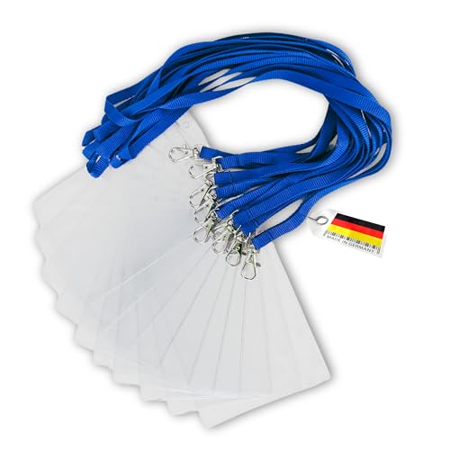 Schlüsselbänder aus Baumwolle mit Ausweishülle DIN A6 - twist4® (blau, 100 Stück) von Twist4