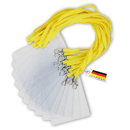 Schlüsselbänder aus Baumwolle mit Ausweishülle DIN A6 - twist4® (gelb, 10 Stück) von Twist4