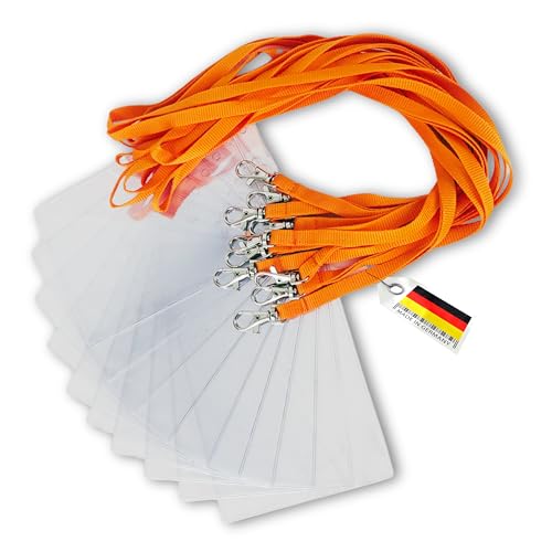 Schlüsselbänder aus Baumwolle mit Ausweishülle DIN A6 - twist4® (orange, 100 Stück) von Twist4