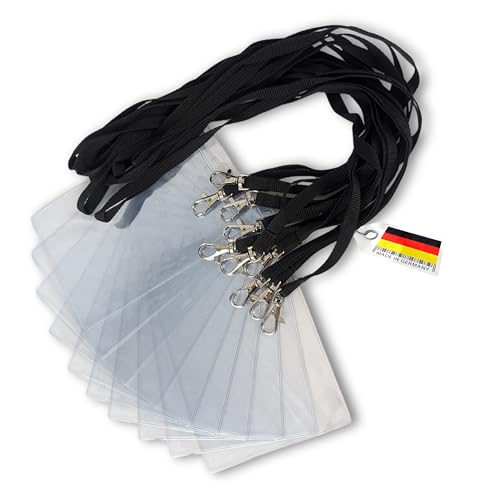 Schlüsselbänder aus Baumwolle mit Ausweishülle DIN A6 - twist4® (schwarz, 10 Stück) von Twist4