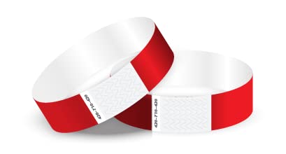 Tyvek Einlassbänder in bunten Farben: Eintrittsbänder Partybänder Partybändchen Einlassbänder Securebänder aus Tyvek von Twist4 (1000 Stück, Rot) von Twist4