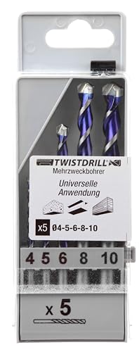 Mehrzweckbohrer Set 5-Teilig 4,5,6,8,10mm Bohrer für Weichholz, Schiefer, Stahl, Backstein, Kunststoff, Keramik - Universalbohrer - Bohrer für Akkuschrauber und Bohrmaschinen Mehrzweckbohrer Set 5-Teilig 4,5,6,8,10mm Bohrer für Weichholz, Schiefer, Stahl, Backstein, Kunststoff, Keramik - Universalbohrer - Bohrer für Akkuschrauber und Bohrmaschinen von Twistdrill
