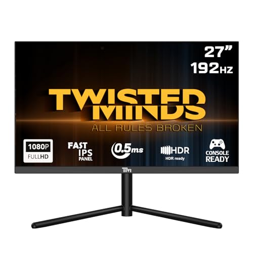 Twisted Minds 27 Zoll Display schneller IPS Gaming Monitor - 1920 x 1080 FHD-Auflösung 192 Hz Bildwiederholfrequenz 16:9 Seitenverhältnis, 0,5 ms Reaktionszeit - Schwarz (TM27FHD192IPS) von Twisted Minds