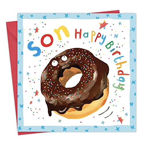 TWIZLER Geburtstagskarte für den Sohn mit leckerem Donut-Design – Kindergeburtstag für Sohn – Karte für Jungen – Sohn-Geburtstagskarte für Kinder von Twizler