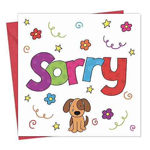 Twizler Entschuldigungskarte – I'm Sorry Card für jeden Anlass – Blumen und weinender Welpe von Twizler