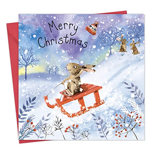 Twizler Frohe Weihnachtskarte mit niedlichem Hase - Happy Christmas Karte - Weihnachtskarte - Süße Weihnachtskarte - Weihnachtskarte für Sie - Weihnachtskarte für Ihn von Twizler