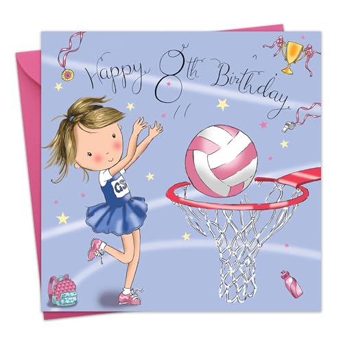 Twizler Geburtstagskarte, Motiv: Mädchen mit Netzball, für den 8. Geburtstag von Twizler