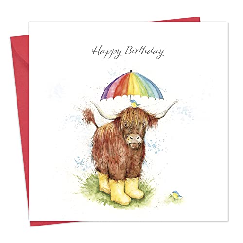 Twizler Geburtstagskarte Highland Cow - Happy Birthday Karte für Männer oder Frauen - Geburtstagskarte für Sie oder Ihn - Unisex Karte von Twizler