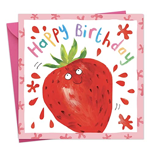 Twizler Geburtstagskarte für Mädchen mit frechem Erdbeer-Design – Geburtstagskarte für Mädchen – Geburtstagskarte für Mädchen – Kindergeburtstagskarte von Twizler