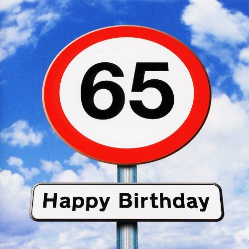 Twizler Geburtstagskarte mit Straßenschild-Motiv zum 65. Geburtstag von Twizler