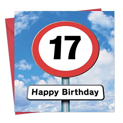 Twizler Geburtstagskarte zum 17. Geburtstag, für Teenager – Motiv: Straßenschild – 17 Jahre alt – Alter: 17 von Twizler