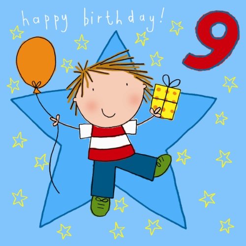 Twizler Geburtstagskarte zum 9. Geburtstag für Jungen mit Geschenk und Ballon, 9 Jahre, Geburtstagskarte für Jungen von Twizler