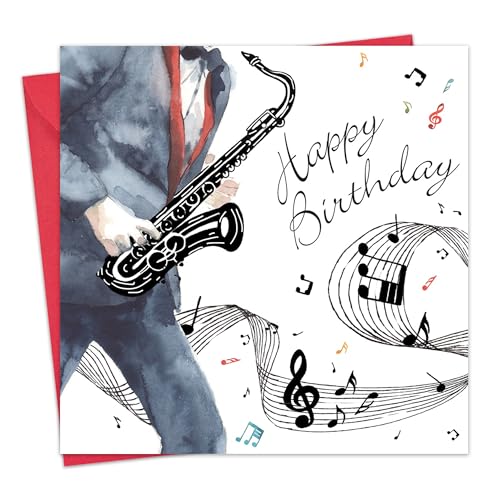 Twizler Happy Birthday Karte für Ihn mit Silberfolie & einzigartigem Aquarell-Effekt - Männer Geburtstagskarte - Männliche Geburtstagskarte - Musik Geburtstagskarte von Twizler