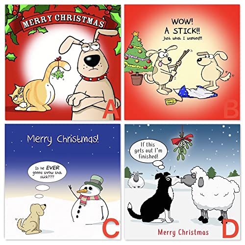 Twizler Lustige Hunde-Weihnachtskarten 6 Stück - 6 Hunde-Designs zur Auswahl - Lustige Weihnachtskarten Multipack - 6 Stück Hunde-Weihnachtskarten - Happy Christmas Cards - Xmas Cards 6 Stück von Twizler