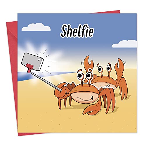 Twizler Lustige Karte mit Krabbe Selfie - Blankokarte - Lustige Geburtstagskarte für Männer oder Frauen von Twizler