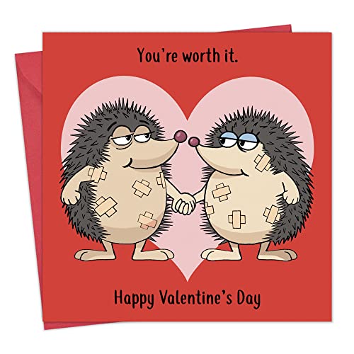 Twizler Lustige Valentinstagskarte mit Igel - Lustige Valentinstagskarte - Valentinstagsgeschenk für Sie - Valentinstagsgeschenke für Ihn - Valentinstagskarte für die One I Love von Twizler