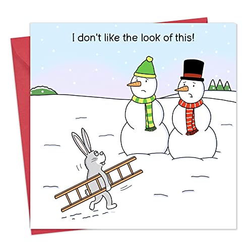 Twizler Lustige Weihnachtskarte "Worried Snowmen" – Frohe Weihnachtskarte – Weihnachtskarte für Herren, Ehemann, Sohn, Vater, Weihnachtskarte für Damen, Frau, Tochter, Mutter von Twizler