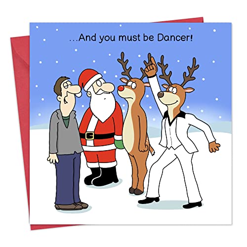 Twizler Lustige Weihnachtskarte mit Rentier-Tänzerin – Frohe Weihnachtskarte – Weihnachtskarte für Herren, Ehemann, Sohn, Vater, Weihnachtskarte für Damen, Frau, Tochter, Mutter von Twizler