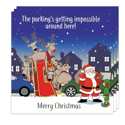 Twizler Lustige Weihnachtskarten, 3 Stück – Impossible Parking Design – 3 Stück Frohe Weihnachten Karten – Lustige Weihnachtskarten Multipack, 15.5 cm x 15.5 cm von Twizler