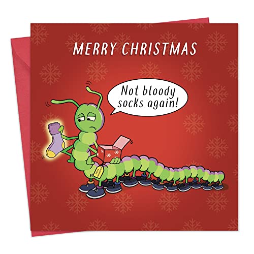 Twizler Merry Christmas Karte mit Centipede und Geschenk – Happy Christmas Card – Weihnachtskarte – Lustige Weihnachtskarten – Damen Weihnachtskarte – Herren von Twizler