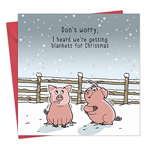 Twizler Weihnachtskarte mit Schweinen in Decken – Happy Christmas Card – Weihnachtskarte – Lustige Weihnachtskarte – Damen Weihnachtskarte – Herren Weihnachtskarte – Männliche Weihnachtskarte von Twizler